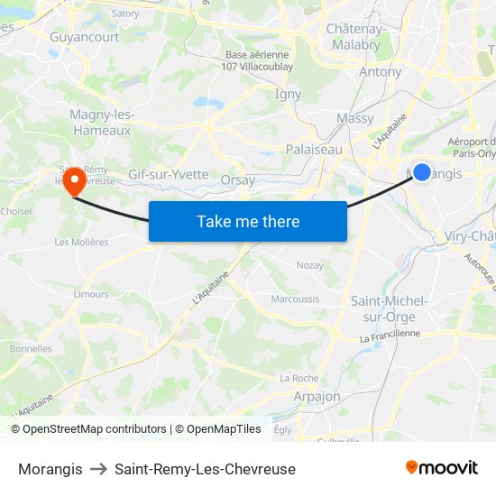 Morangis to Saint-Remy-Les-Chevreuse map