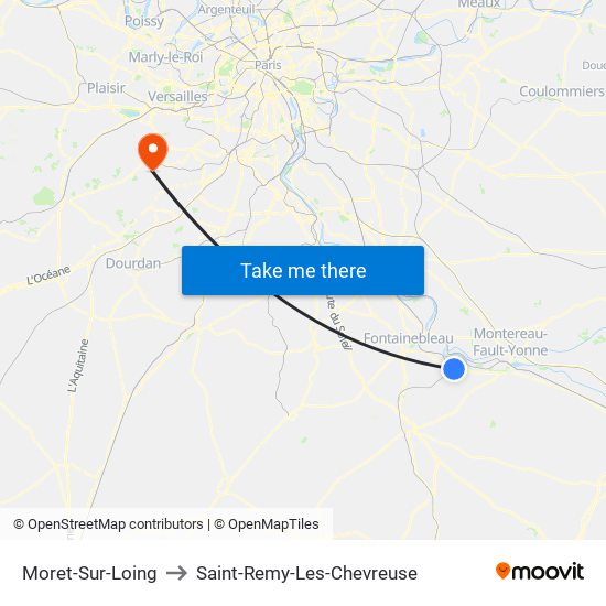 Moret-Sur-Loing to Saint-Remy-Les-Chevreuse map