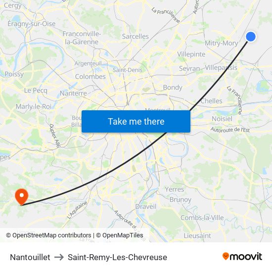 Nantouillet to Saint-Remy-Les-Chevreuse map