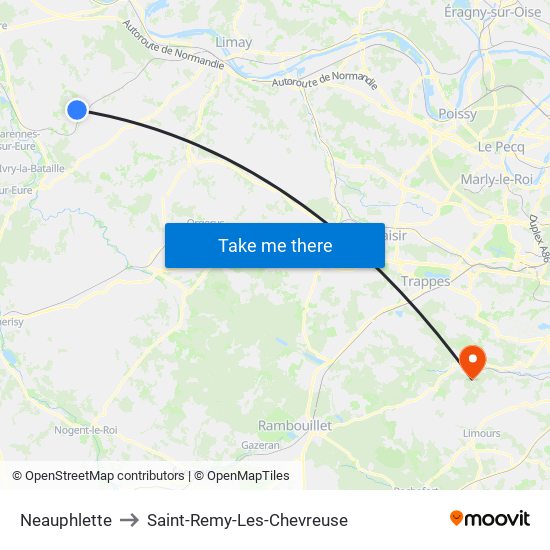 Neauphlette to Saint-Remy-Les-Chevreuse map