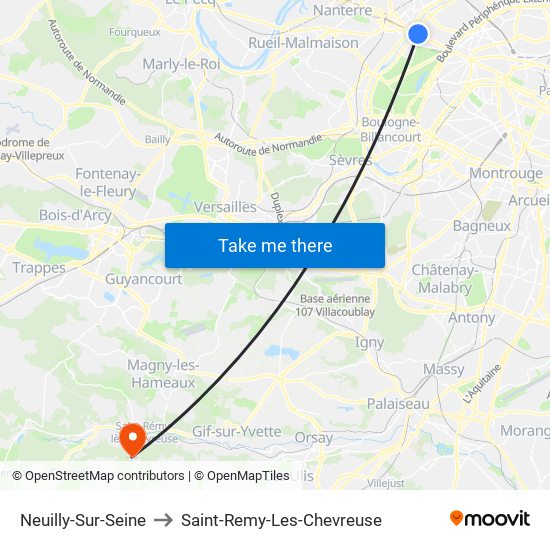 Neuilly-Sur-Seine to Saint-Remy-Les-Chevreuse map