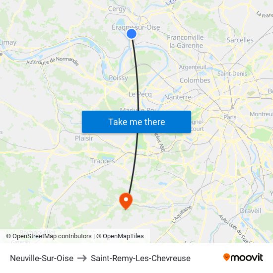 Neuville-Sur-Oise to Saint-Remy-Les-Chevreuse map