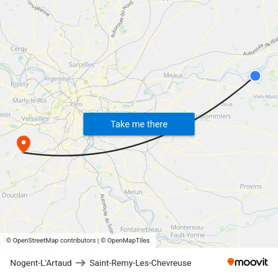 Nogent-L'Artaud to Saint-Remy-Les-Chevreuse map
