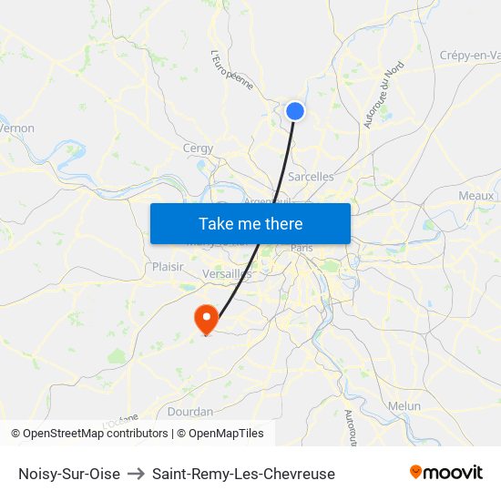 Noisy-Sur-Oise to Saint-Remy-Les-Chevreuse map