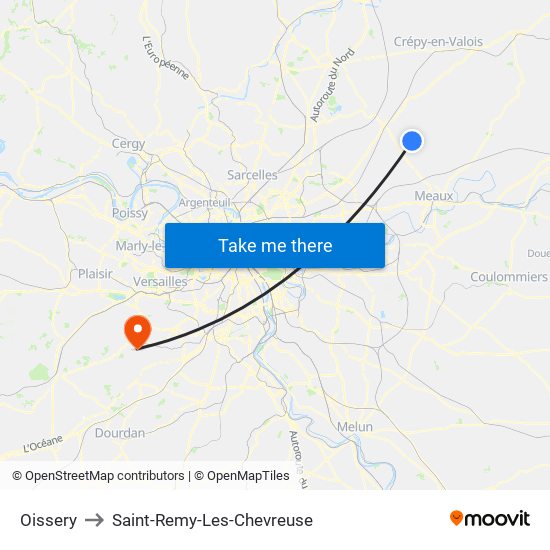 Oissery to Saint-Remy-Les-Chevreuse map