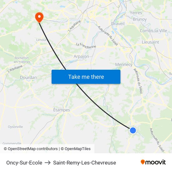 Oncy-Sur-Ecole to Saint-Remy-Les-Chevreuse map
