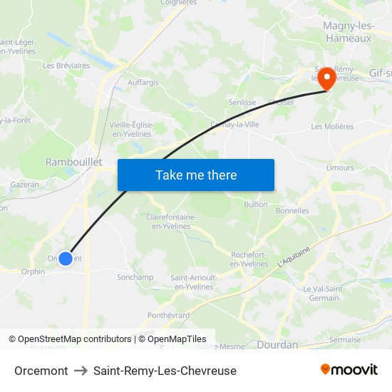 Orcemont to Saint-Remy-Les-Chevreuse map