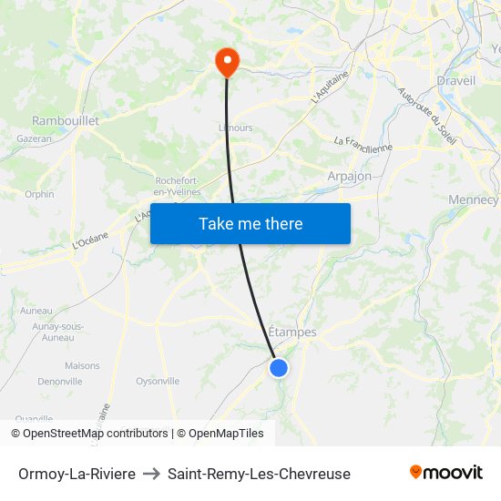 Ormoy-La-Riviere to Saint-Remy-Les-Chevreuse map