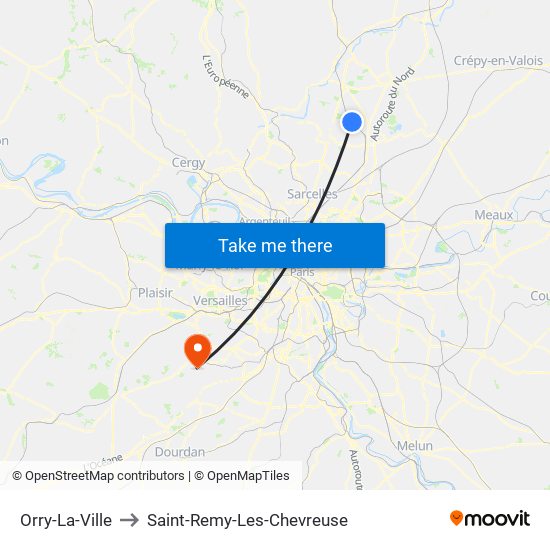 Orry-La-Ville to Saint-Remy-Les-Chevreuse map