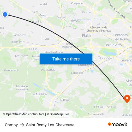 Osmoy to Saint-Remy-Les-Chevreuse map