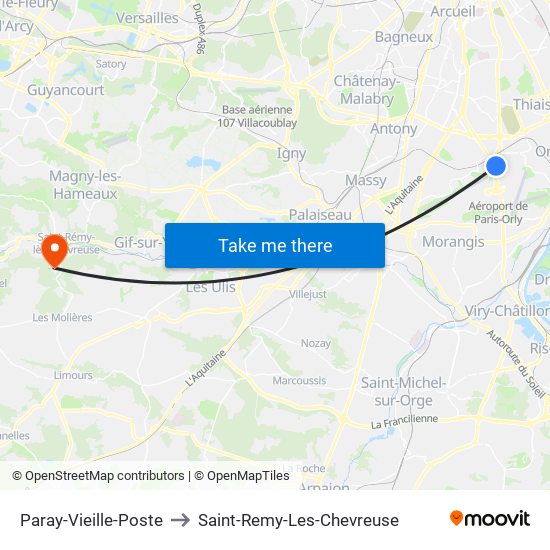 Paray-Vieille-Poste to Saint-Remy-Les-Chevreuse map