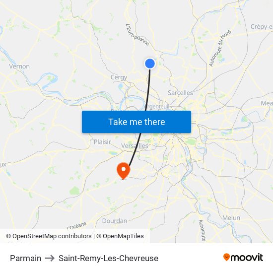 Parmain to Saint-Remy-Les-Chevreuse map