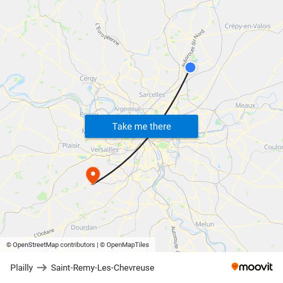 Plailly to Saint-Remy-Les-Chevreuse map
