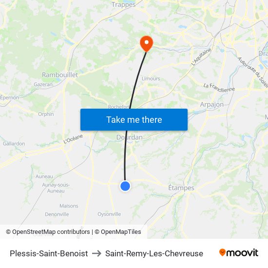Plessis-Saint-Benoist to Saint-Remy-Les-Chevreuse map