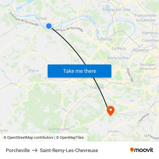 Porcheville to Saint-Remy-Les-Chevreuse map