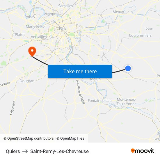 Quiers to Saint-Remy-Les-Chevreuse map