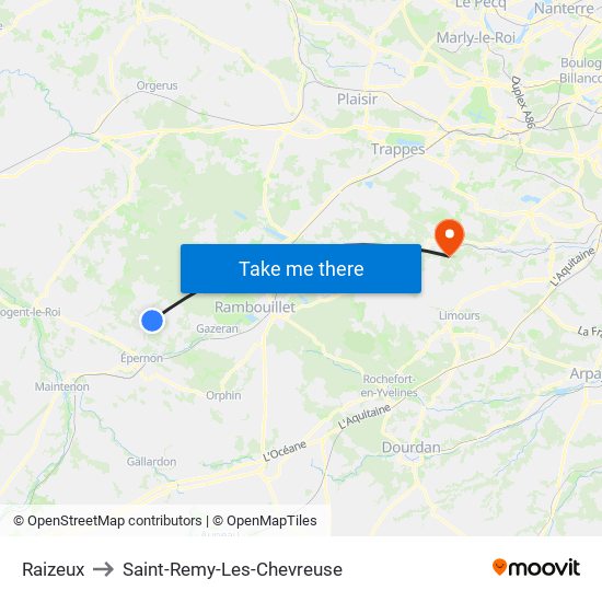 Raizeux to Saint-Remy-Les-Chevreuse map