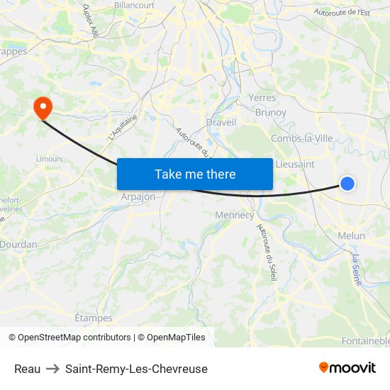 Reau to Saint-Remy-Les-Chevreuse map