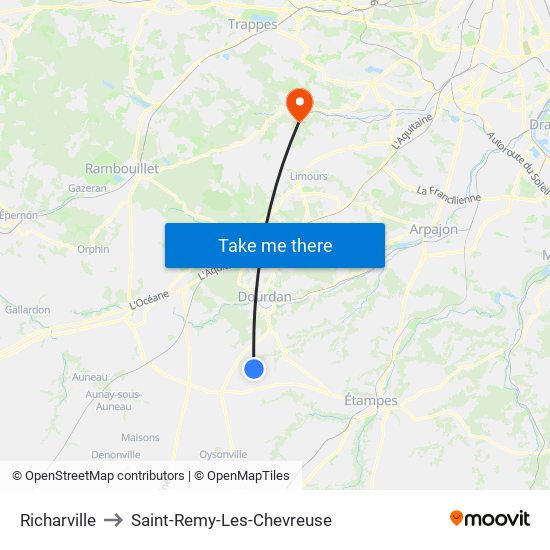 Richarville to Saint-Remy-Les-Chevreuse map