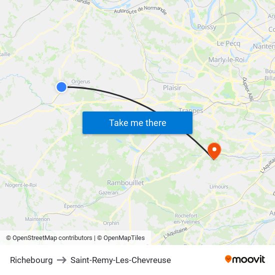 Richebourg to Saint-Remy-Les-Chevreuse map