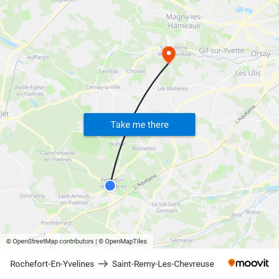 Rochefort-En-Yvelines to Saint-Remy-Les-Chevreuse map