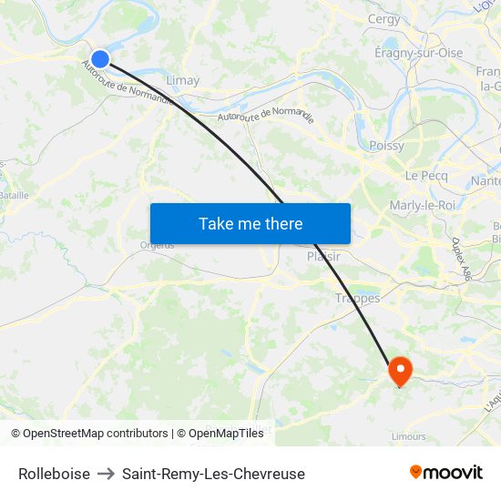 Rolleboise to Saint-Remy-Les-Chevreuse map