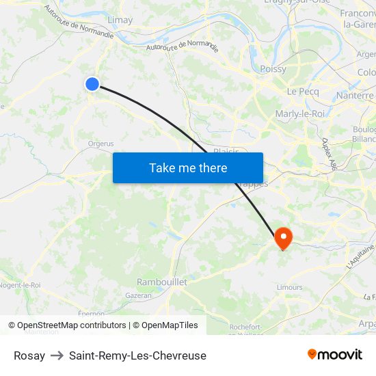 Rosay to Saint-Remy-Les-Chevreuse map