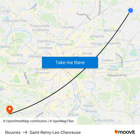 Rouvres to Saint-Remy-Les-Chevreuse map