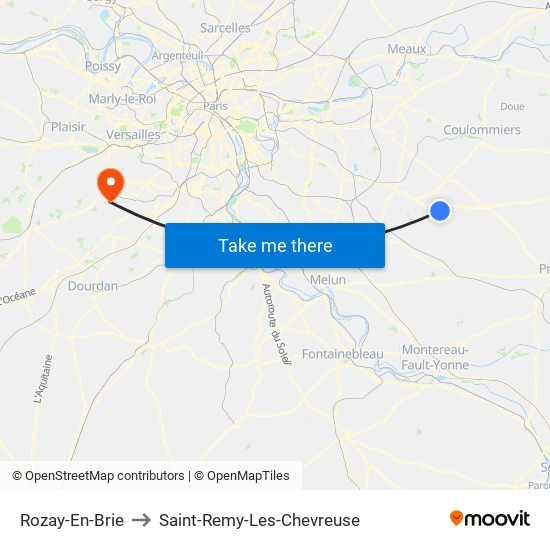 Rozay-En-Brie to Saint-Remy-Les-Chevreuse map