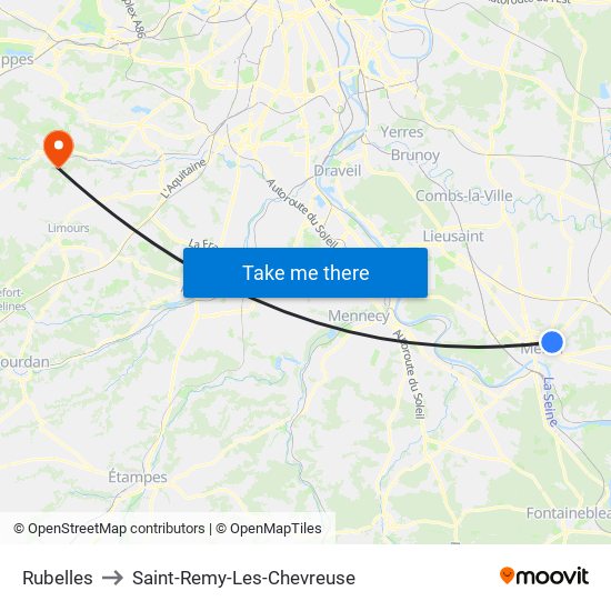 Rubelles to Saint-Remy-Les-Chevreuse map