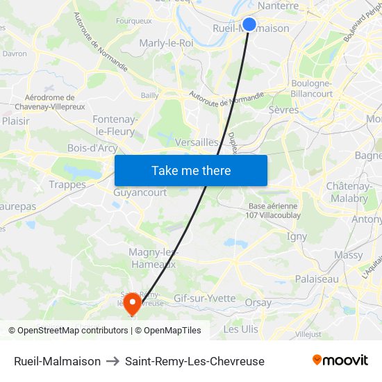 Rueil-Malmaison to Saint-Remy-Les-Chevreuse map