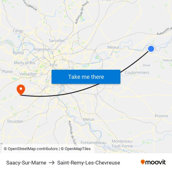 Saacy-Sur-Marne to Saint-Remy-Les-Chevreuse map