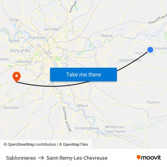 Sablonnieres to Saint-Remy-Les-Chevreuse map