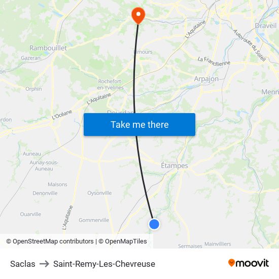 Saclas to Saint-Remy-Les-Chevreuse map