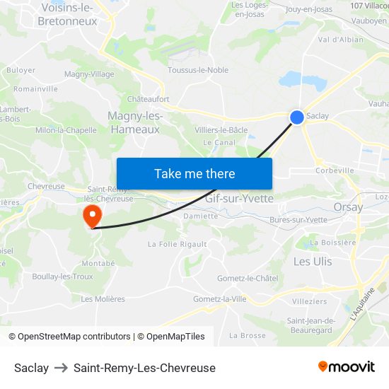 Saclay to Saint-Remy-Les-Chevreuse map