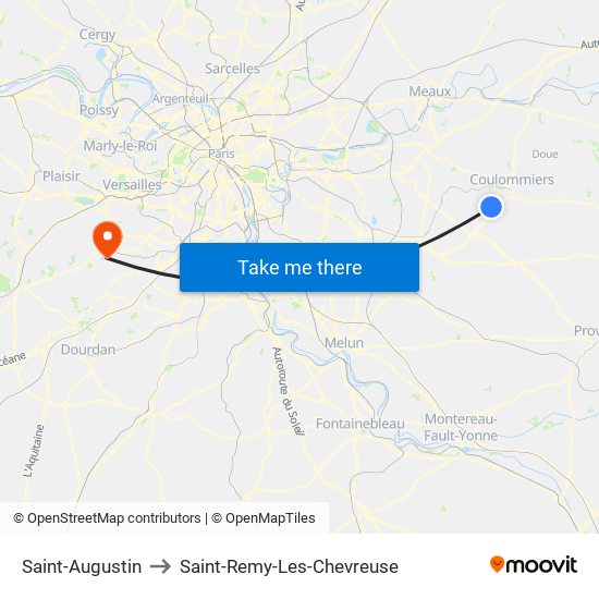 Saint-Augustin to Saint-Remy-Les-Chevreuse map