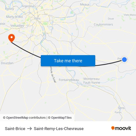 Saint-Brice to Saint-Remy-Les-Chevreuse map