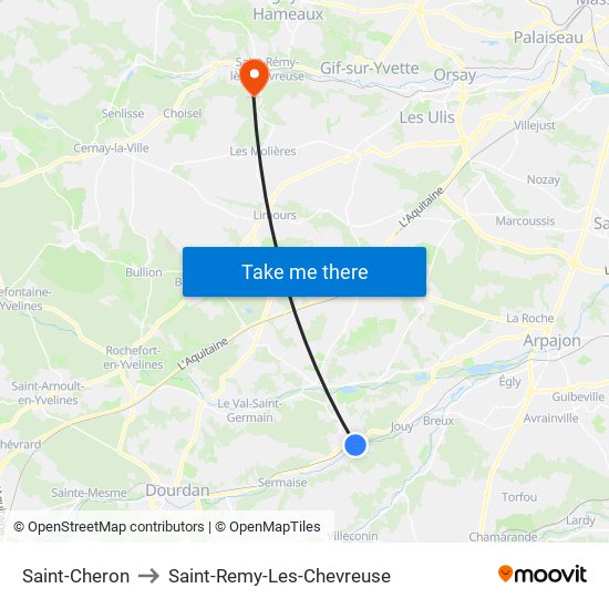 Saint-Cheron to Saint-Remy-Les-Chevreuse map