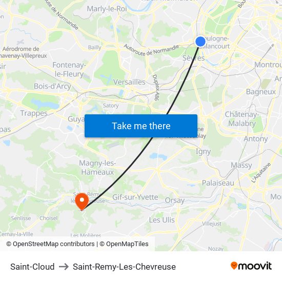Saint-Cloud to Saint-Remy-Les-Chevreuse map