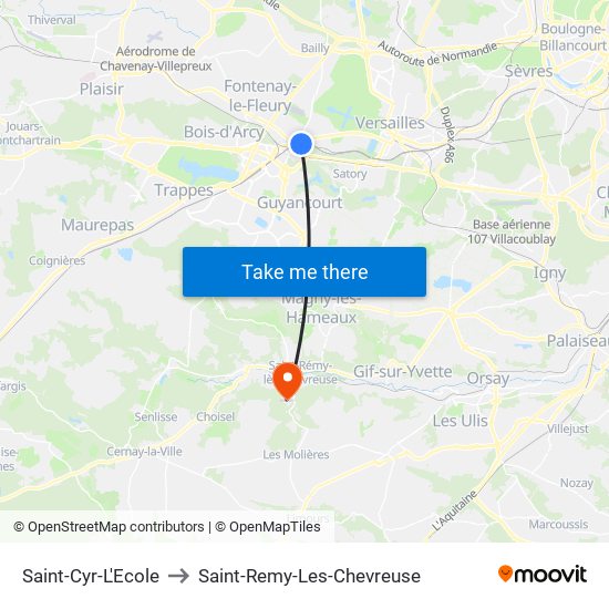 Saint-Cyr-L'Ecole to Saint-Remy-Les-Chevreuse map