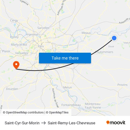 Saint-Cyr-Sur-Morin to Saint-Remy-Les-Chevreuse map