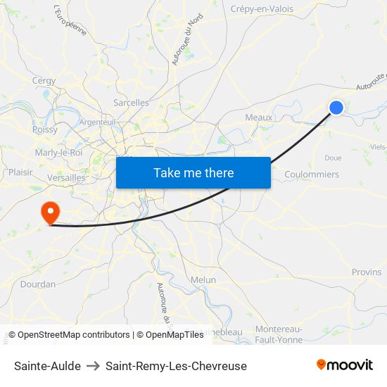 Sainte-Aulde to Saint-Remy-Les-Chevreuse map