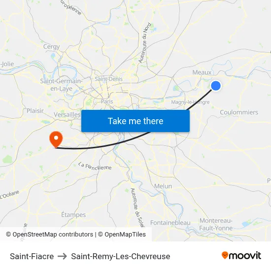 Saint-Fiacre to Saint-Remy-Les-Chevreuse map
