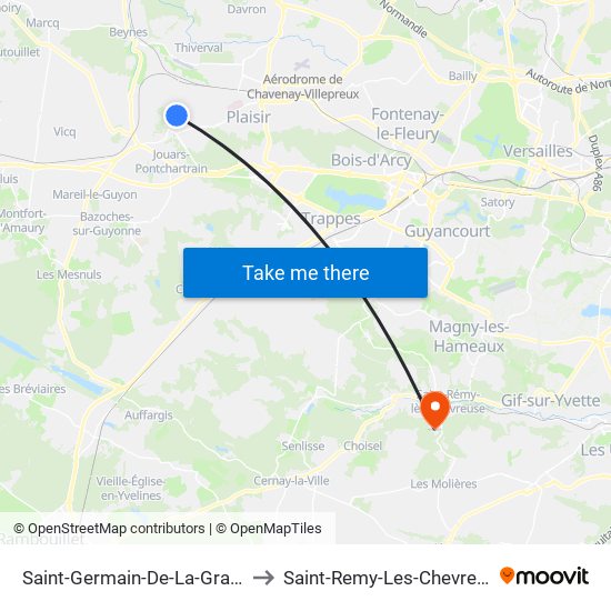 Saint-Germain-De-La-Grange to Saint-Remy-Les-Chevreuse map