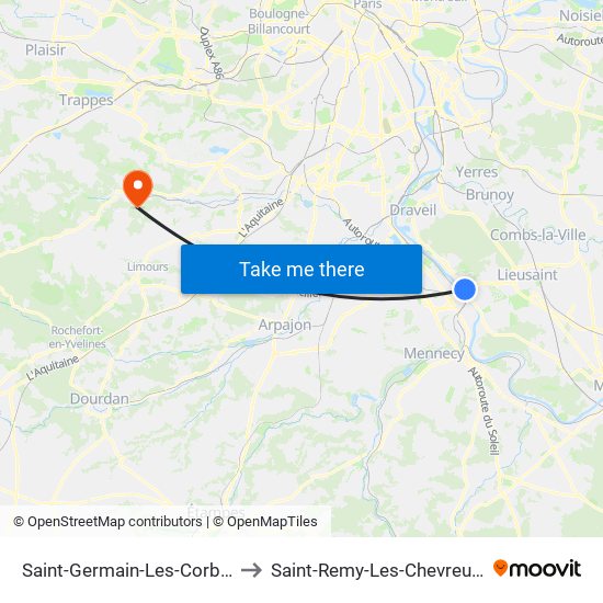 Saint-Germain-Les-Corbeil to Saint-Remy-Les-Chevreuse map