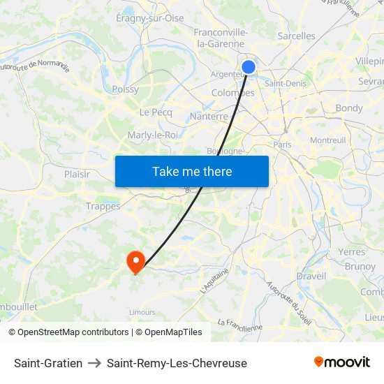 Saint-Gratien to Saint-Remy-Les-Chevreuse map