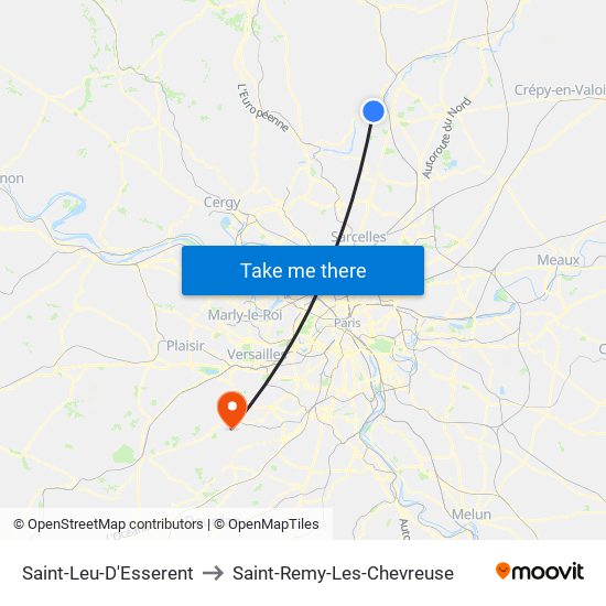 Saint-Leu-D'Esserent to Saint-Remy-Les-Chevreuse map