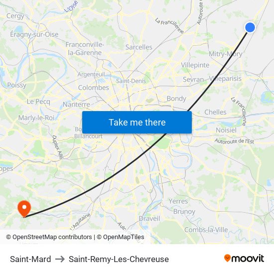 Saint-Mard to Saint-Remy-Les-Chevreuse map