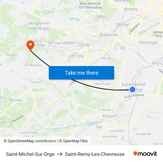 Saint-Michel-Sur-Orge to Saint-Remy-Les-Chevreuse map