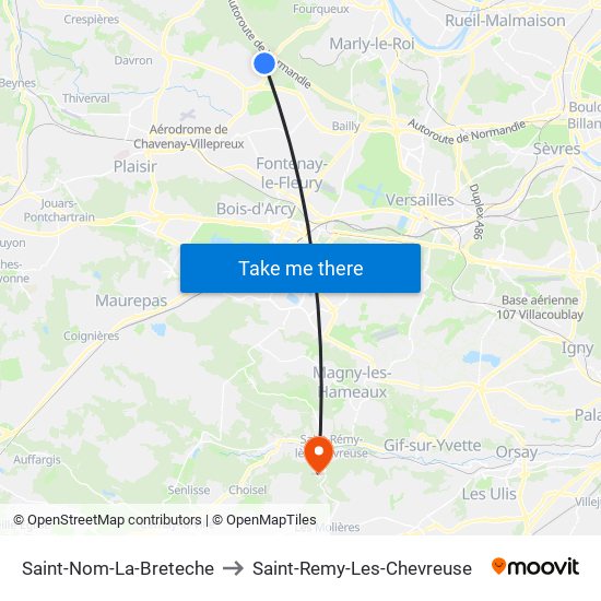 Saint-Nom-La-Breteche to Saint-Remy-Les-Chevreuse map